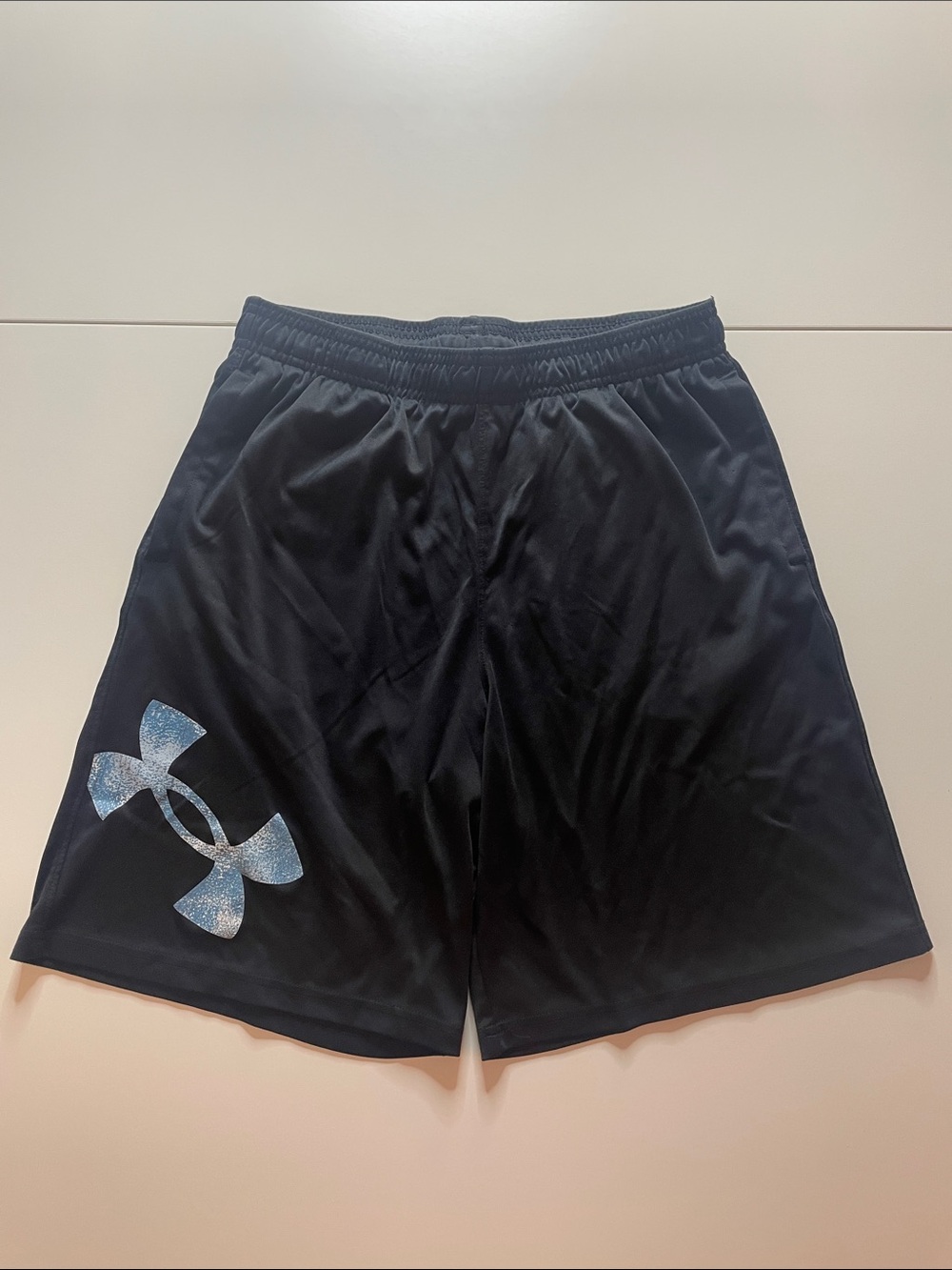 Under Armour Black Boys' Athletic Shorts with Light Blue Logo
